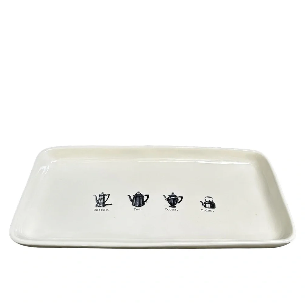 Rae Dunn Coffee Tea Cocoa Cider Icon Platter Serving Tray 2017 OG HTF NWT